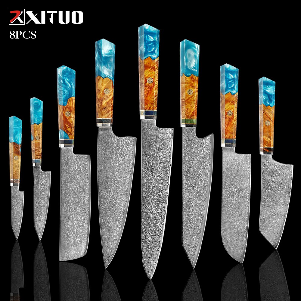 XITUO Kitchen Chef Knife Damascus Knife Set Japanese Knife Damascus Steel VG10 Santoku Paring Knives Cooking Tool