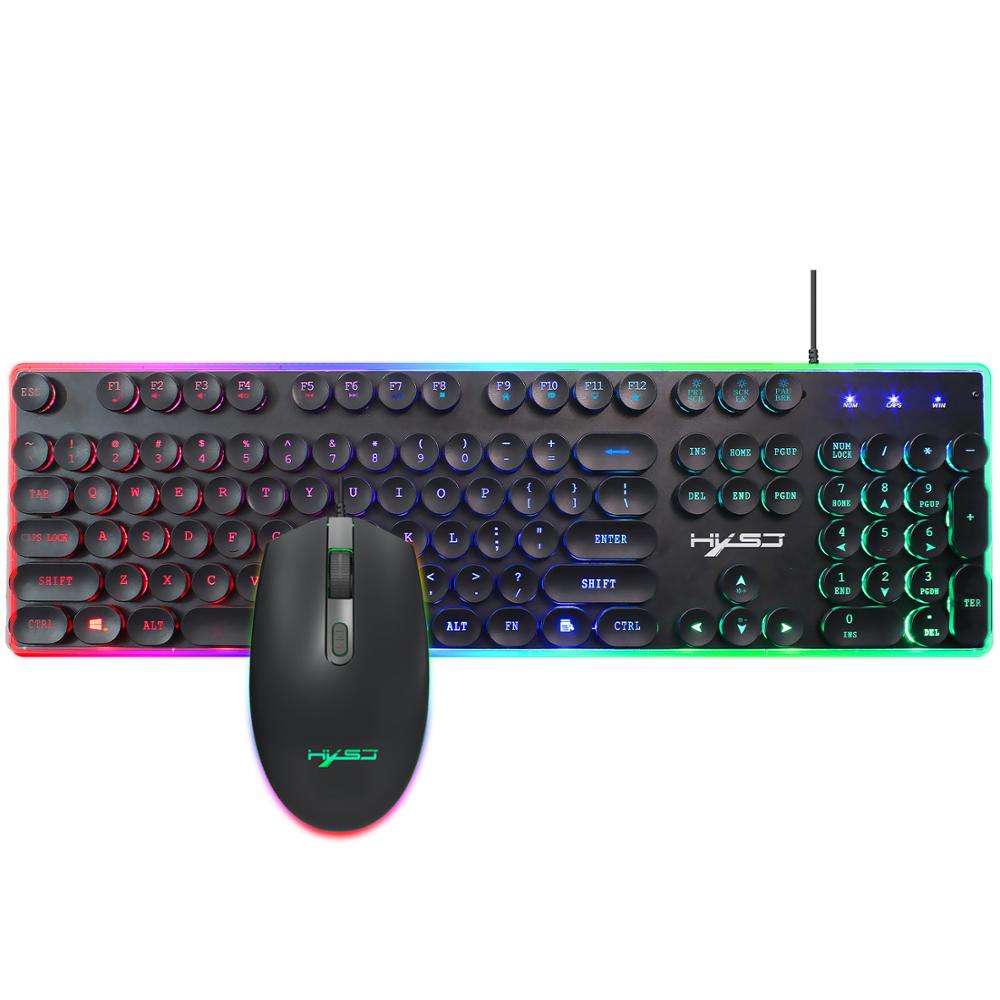 Zestaw Klawiatury i Myszy Gamingowej Erilles USB Przewodowy RGB - Wersja Rosyjska/Angielska do Laptopa/Komputera