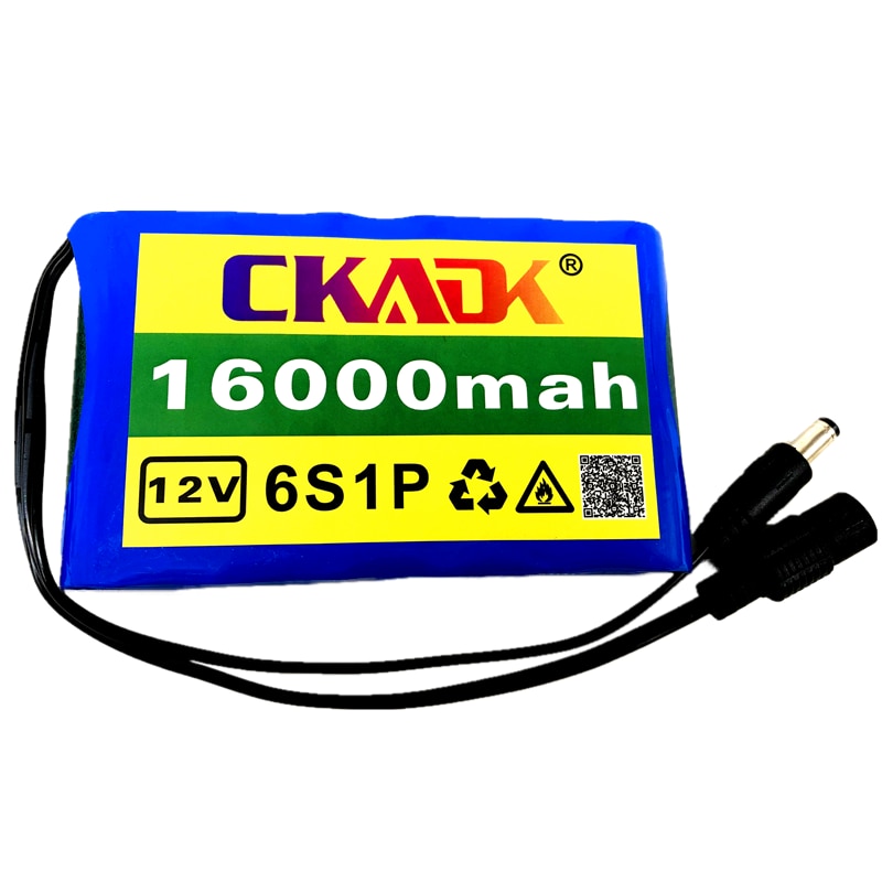 Portable Super 12V 16000mah battery Rechargeable Lithium Ion battery pack capacity DC 12.6v 16Ah CCTV Cam Monitor + charger