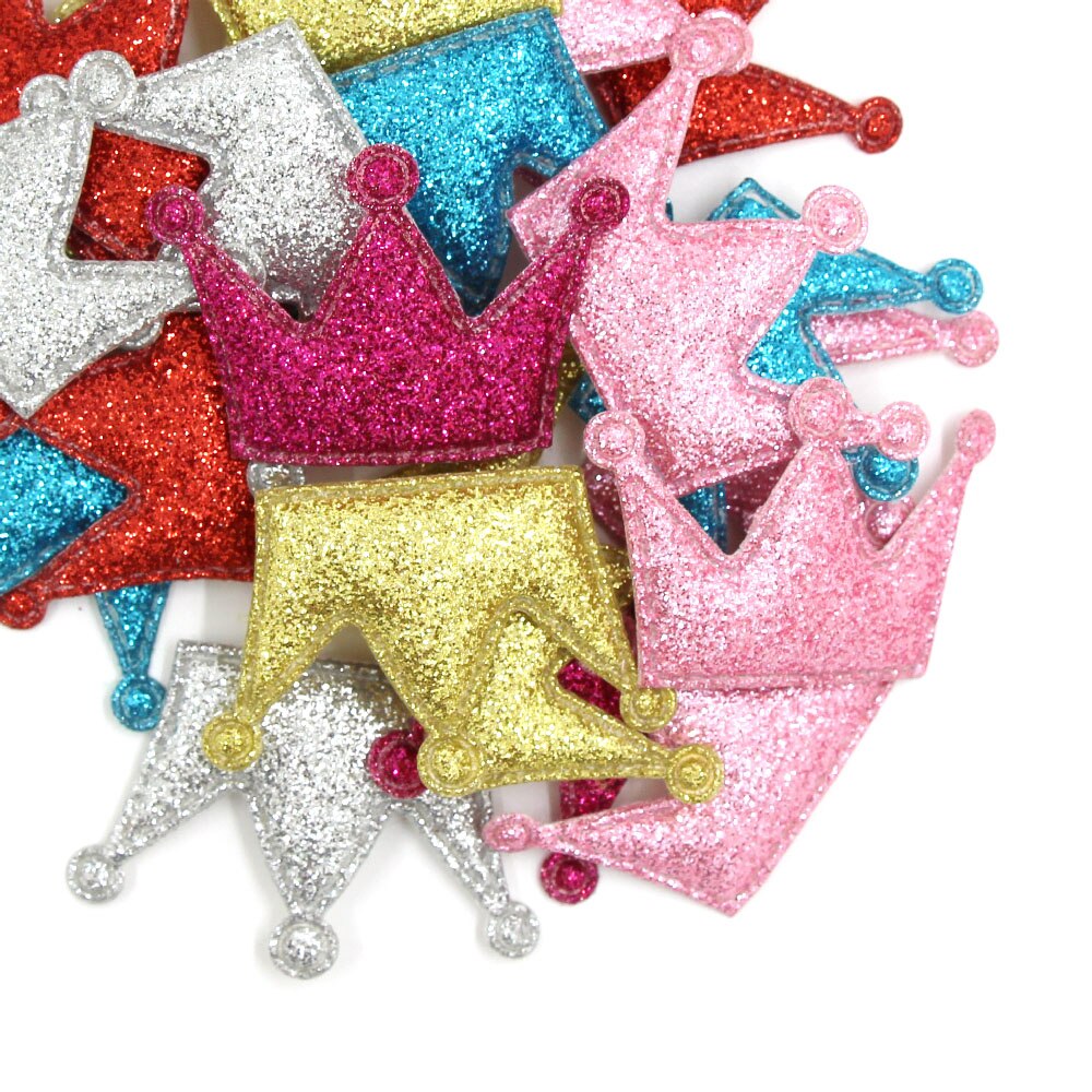 50 Stuks Glitter Gewatteerde Patches Kleurrijke Crown Bling Applicaties Sequin Patches Voor Kleding Diy Hoofddeksels Accessoires Bruiloft Decor