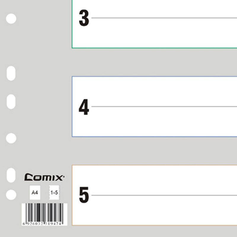 Comix IX901 – carte index en papier A4, 11 trous, pour l'affichage des documents, 5 paquets/lot