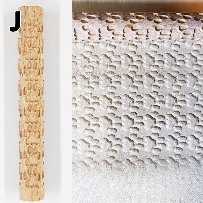 Wooden Texture Mud Pressed Roller Pattern Roller Rod Embossed Polymer Clay Rolling Pin Ceramic Pottery Art: J
