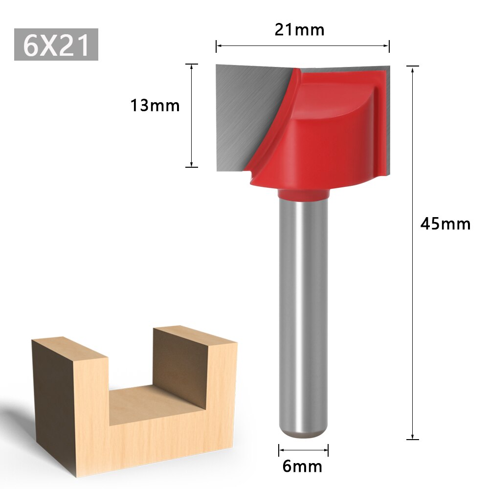 1pc CNC carbide end mill tool 3D woodworking insert router bit Tungsten Cleaning bottom end milling cutter Woodworking cutter: 6X21