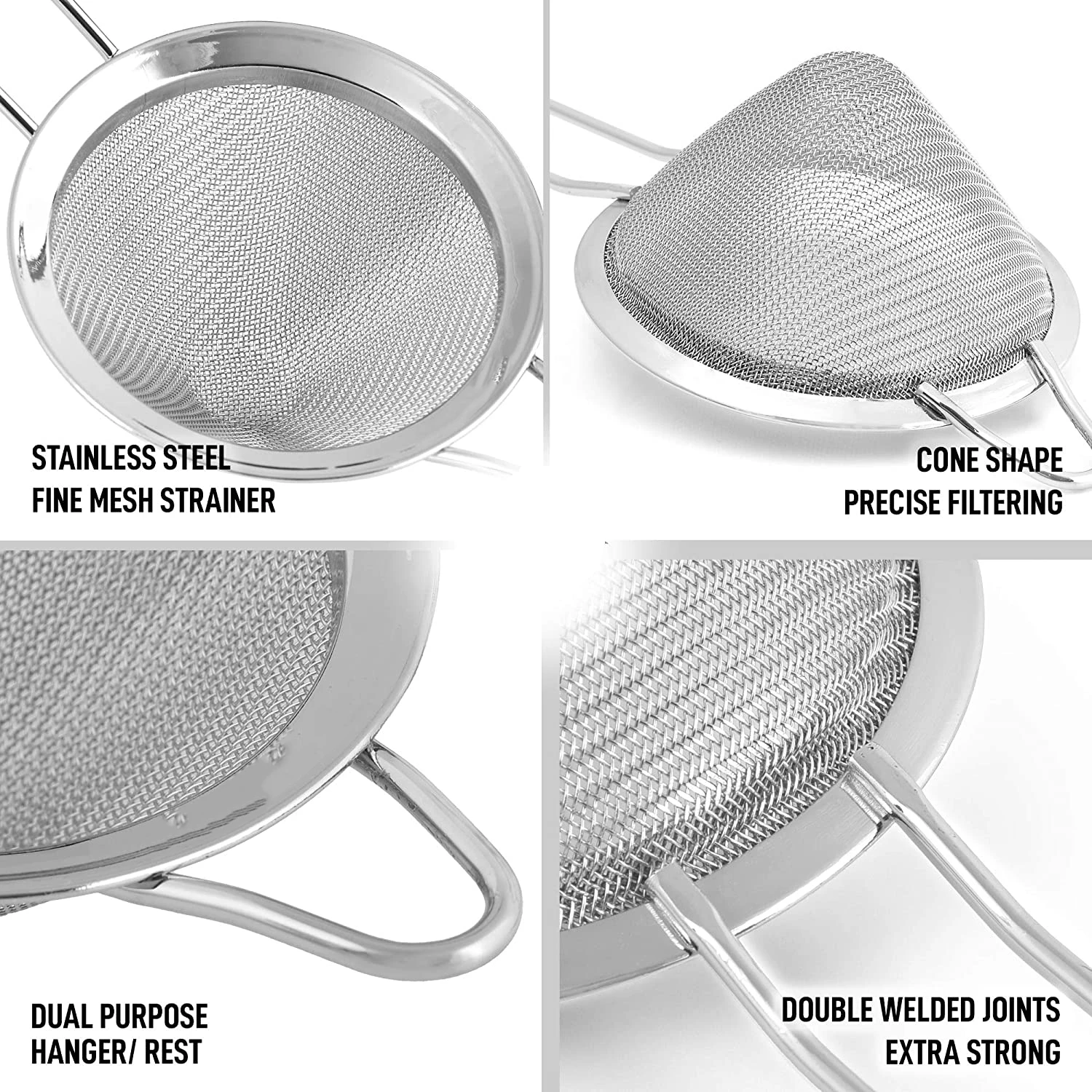 Colador de malla fina colador de barra de acero inoxidable 304 colador de malla de cono cónico pequeño para cócteles coladores de té de jugo de café