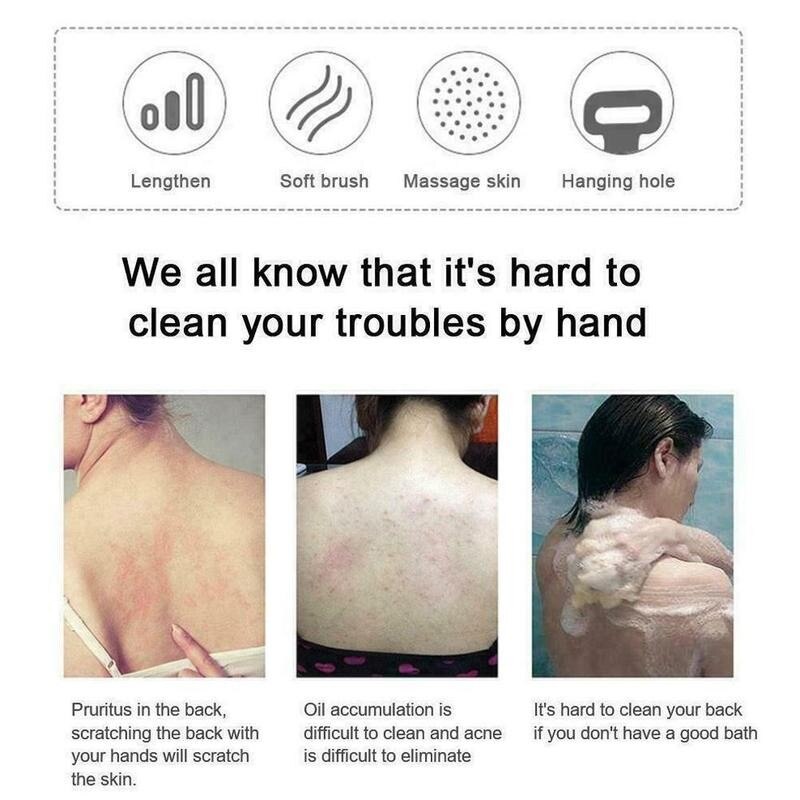 Silicone Bath Towel Wipe Back Mud Peeled Body Massage Scrubbing Body Massage Shower Lengthened Scrubber Clean Skin Brush
