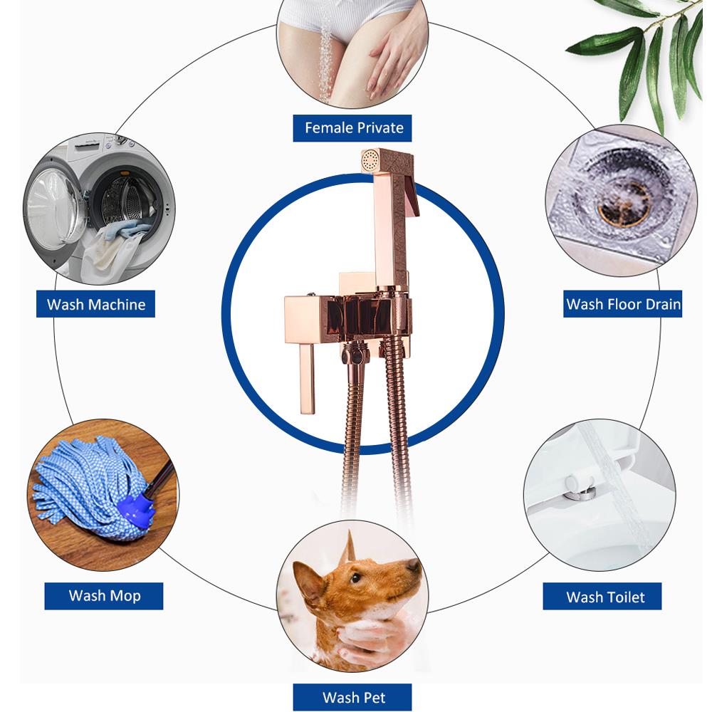 Vidric rosa ouro bidé torneira do chuveiro douche bidé muçulmano ducha higienica misturador de água quente e fria bidé chuveiro fr