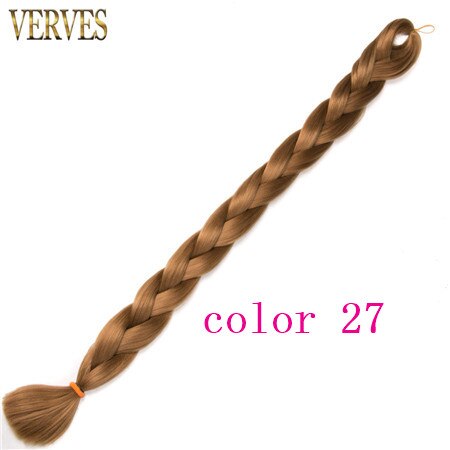 VERVES Vlechten Haar een stuk 82 inch Synthetische Warmte Fiber braid 165 g/stuk pure kleur gehaakte Jumbo Vlecht Hair Extensions: #27