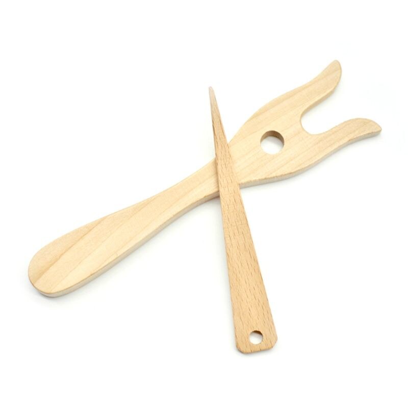 2Pcs/Set Handmade Knitting Tool Wooden Fork Shape Hand Loom Craft Kids DIY Bracelet Necklace Weaving Braider