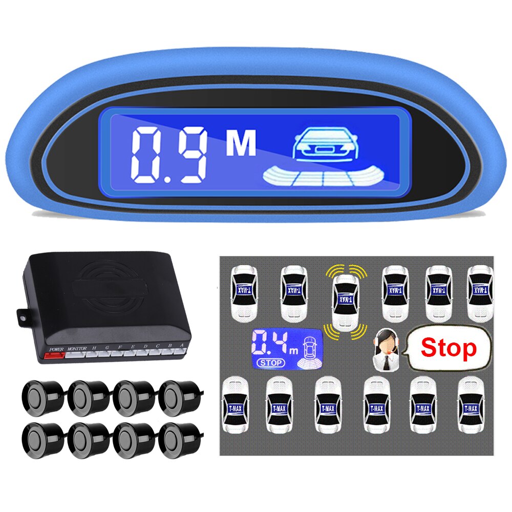 Auto Parktronic Parking Sensor 8 Led Display Monitor Voice Alarm Motion Backlight Auto Radar Detector Front Parkeersensoren