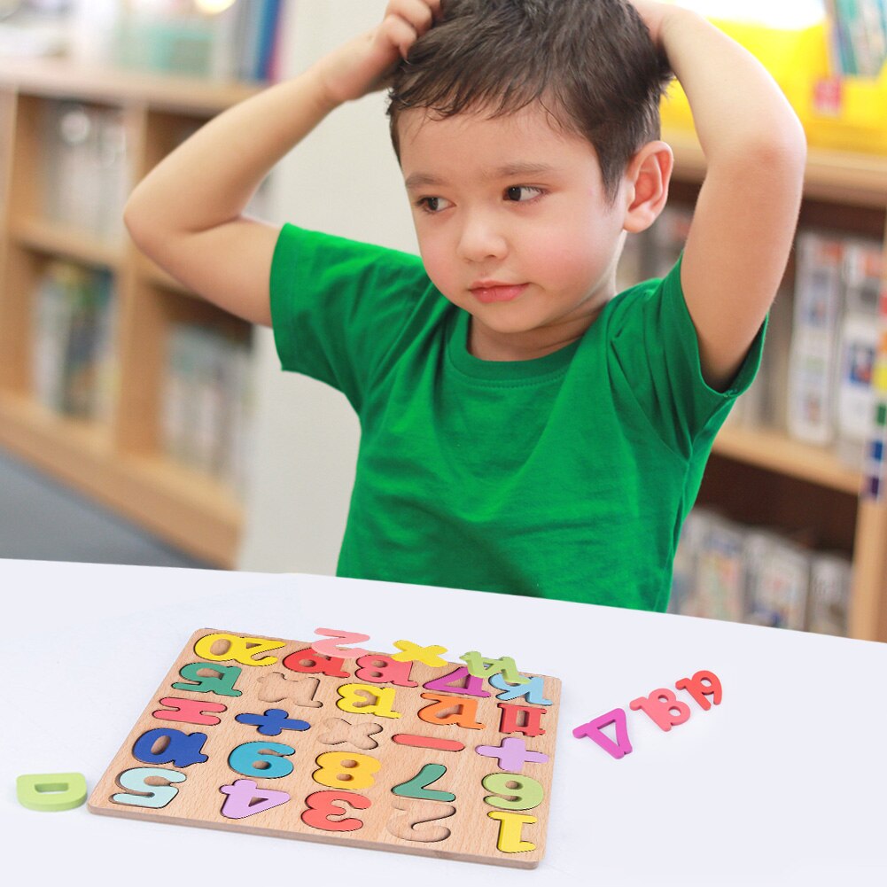 Educatief Alfabet Digitale Puzzel Houten Speelgoed Kinderen Aantal Brief Jigsaw Learning Toy Matching Puzzel Voor Kinderen