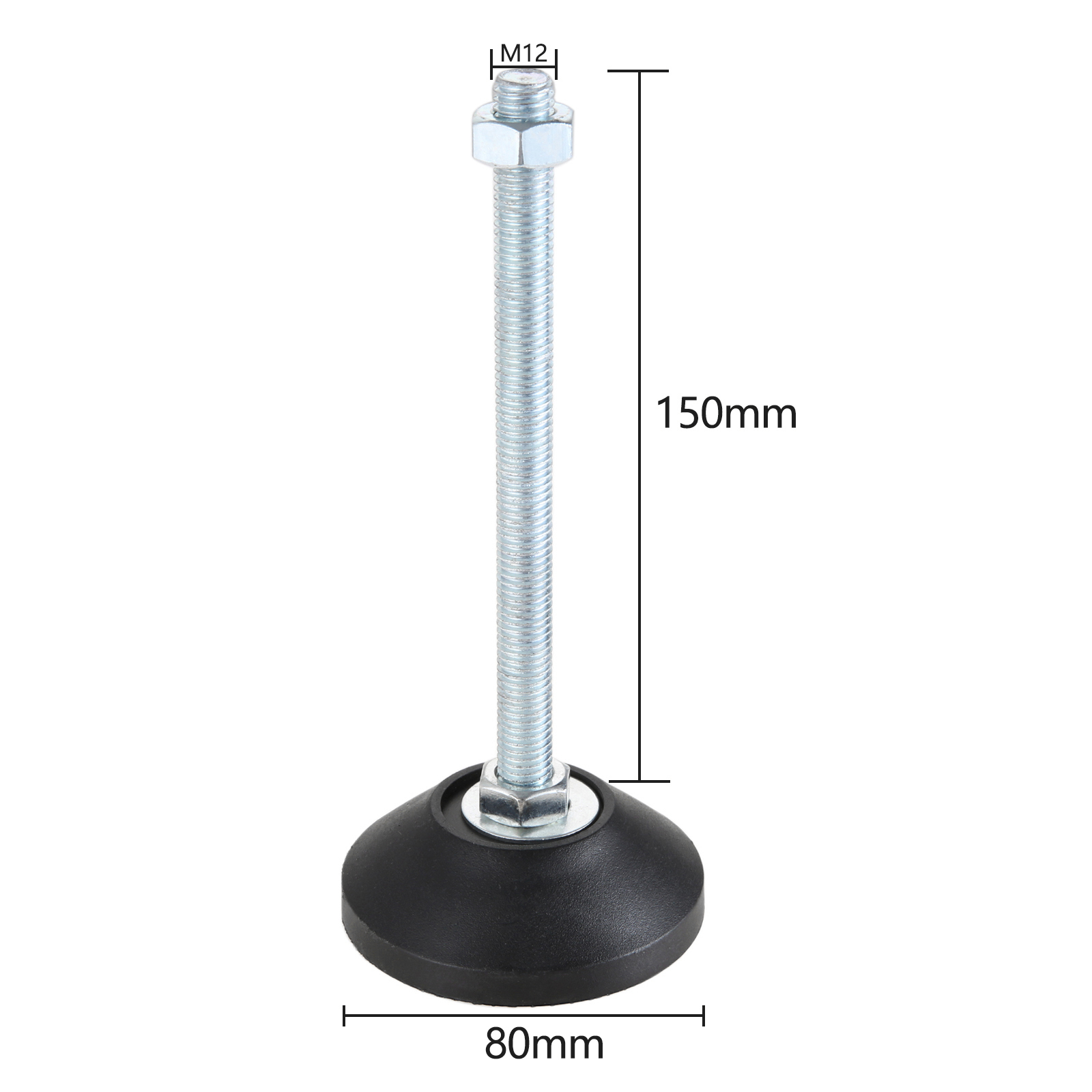 Adjustable Levelling Feet Swivel Base Furniture Glide Pad Adjusting Foot M8 M10 M12 M14 M16 Threaded Screw in Height 2/1 PC: 80XM12X150(DXMXH)1pc