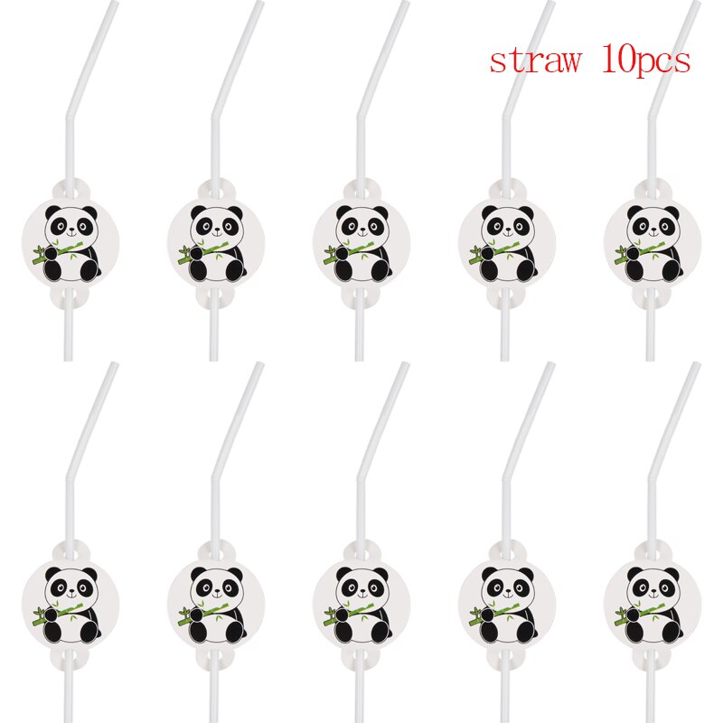 10 pièces/ensemble Panda thème fête papier bannières drapeau bébé douche enfants joyeux anniversaire fête décor papier fanion vaisselle jetable