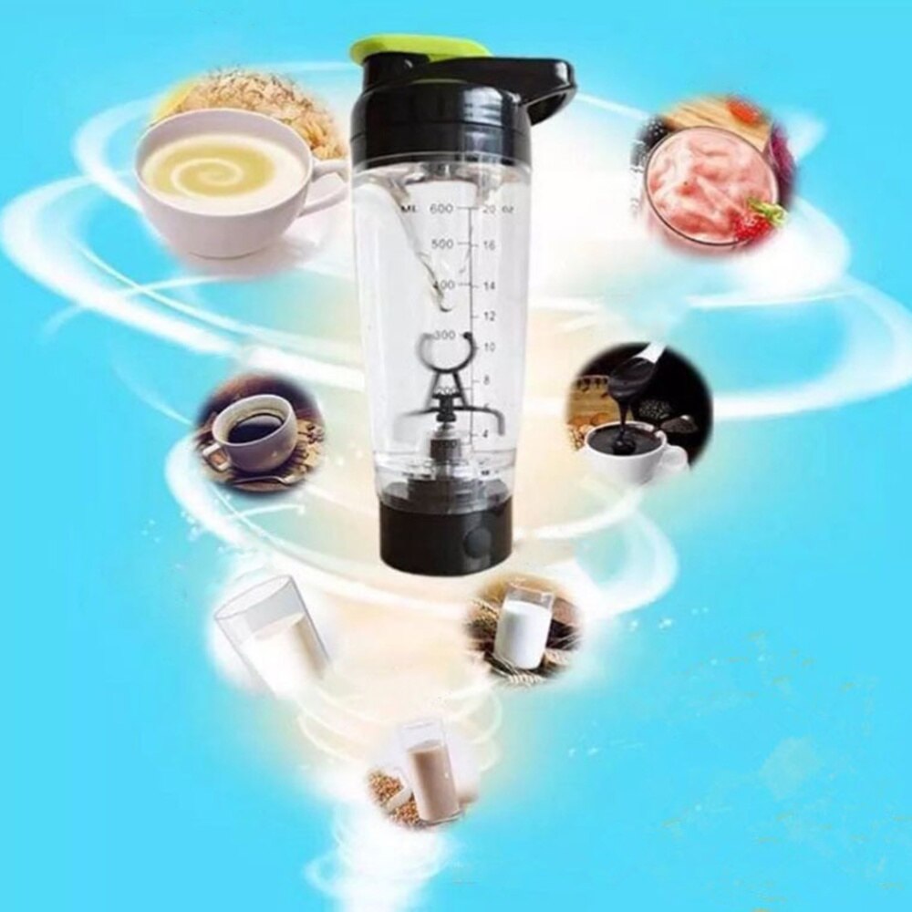 1 Pc Protein Shaker Bottle Vortex Blender Mixer 600ml Automatic Portable Battery Operated Shaker