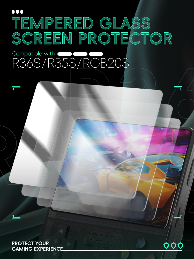 Protector de pantalla DATA FROG R36S, Protector de vidrio templado para accesorios de consola de juegos portátil Retro R35S RGB20S
