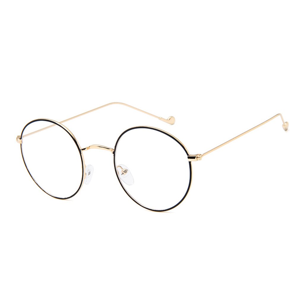 Metal Ladies Glasses Frame Round Transparent Lens Classic Retro Men Prescription Optical Glasses