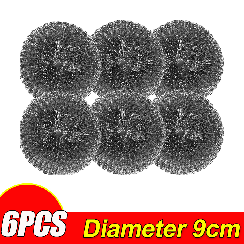 Stainless Steel Pot Brush With Handles Dishwashing Wire Ball Heavy Duty Metal Scrubber For Dishes Pan Household Cleaning Tools: Light Grey