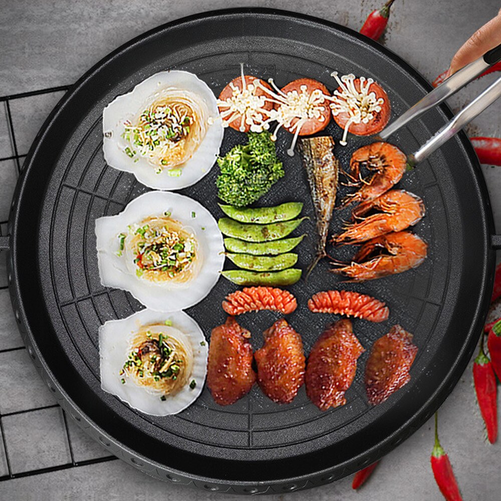 Multifunctional Korean Frying Pan Medicals Stone Non-stick Pan Black Barbecue Pan Kitchen Bakeware Tools Grill Pot Mat