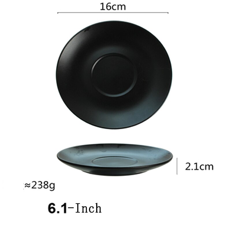 Nimitime japans eenvoudig puur kleur keramisch serviesgoed zwart thuis serviesgoed westerse restaurant serviesset: 6.1- inch plaat