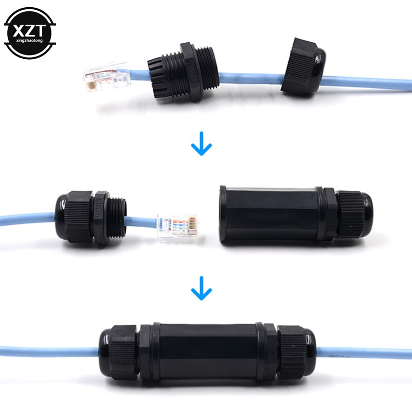 Connettore RJ45 impermeabile doppia testa adattatore accoppiatore Lan esterno femmina per cavo gatto5 gatto6 gatto7 8P8C