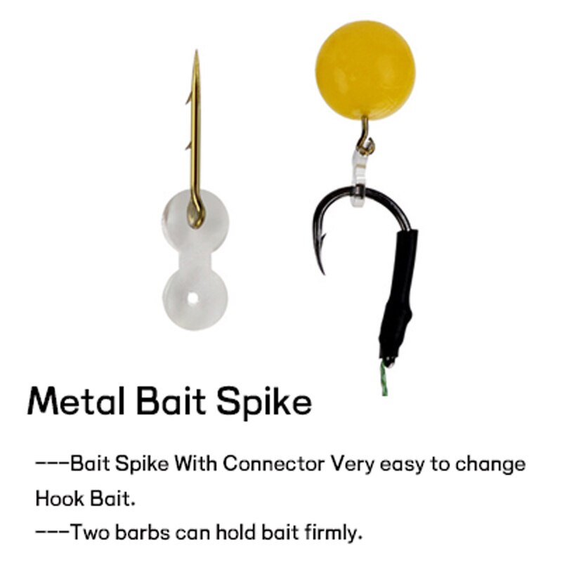 Cebo de Metal para pesca de carpa, Pin de espiga para aparejo de pelo con topes de goma transparente, alimentador de carpas para pesca, accesorio de aparejos