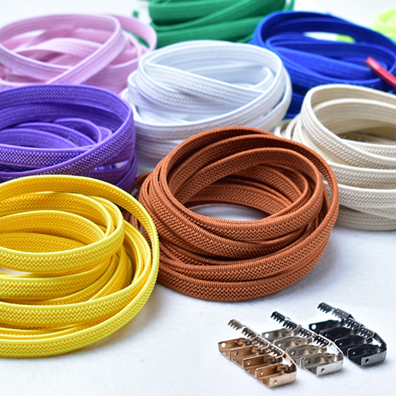 Lacets élastiques rapide sans nœuds à fermoir en métal pour chaussures, lacet plat pour baskets, chaussure de sécurité pour enfants ou adultes unisexes, 1 paire
