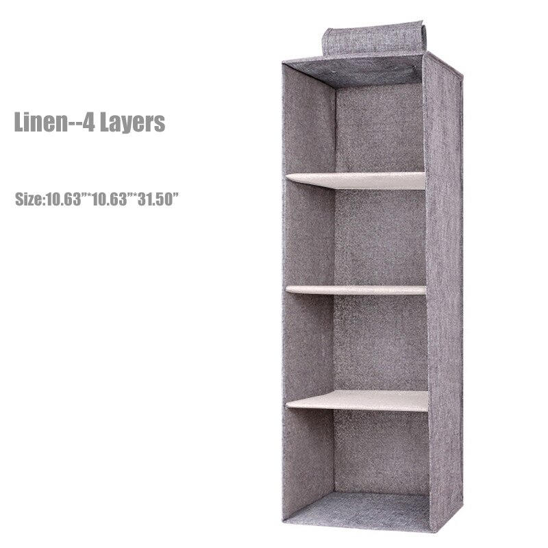 3/4/5 Layers Linen Closet Organizer Storage Foldable Fabric Bag Hanging Clothes Holder Clothes Home Classification Storage D30
