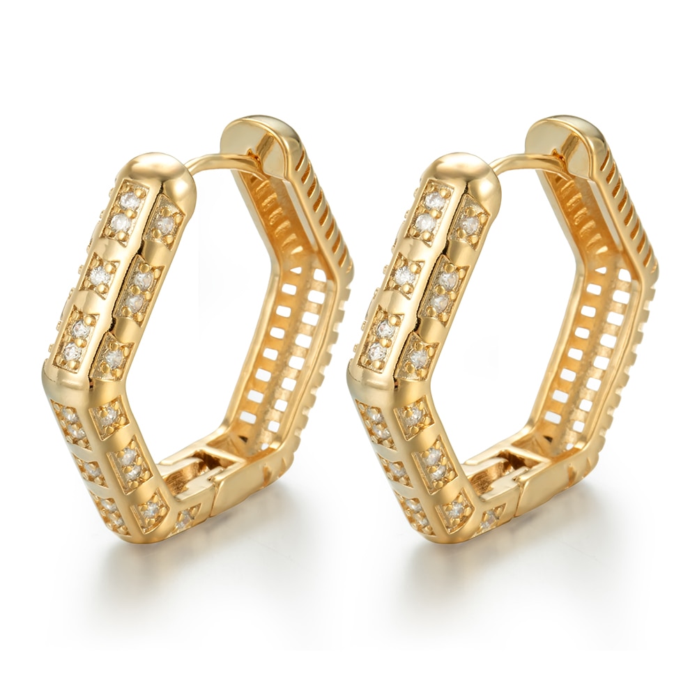 Top geometriske krystal cz zirkon korea øreringe trendy hjerte erklæring lille hoop ørering kvindelige bryllup smykker