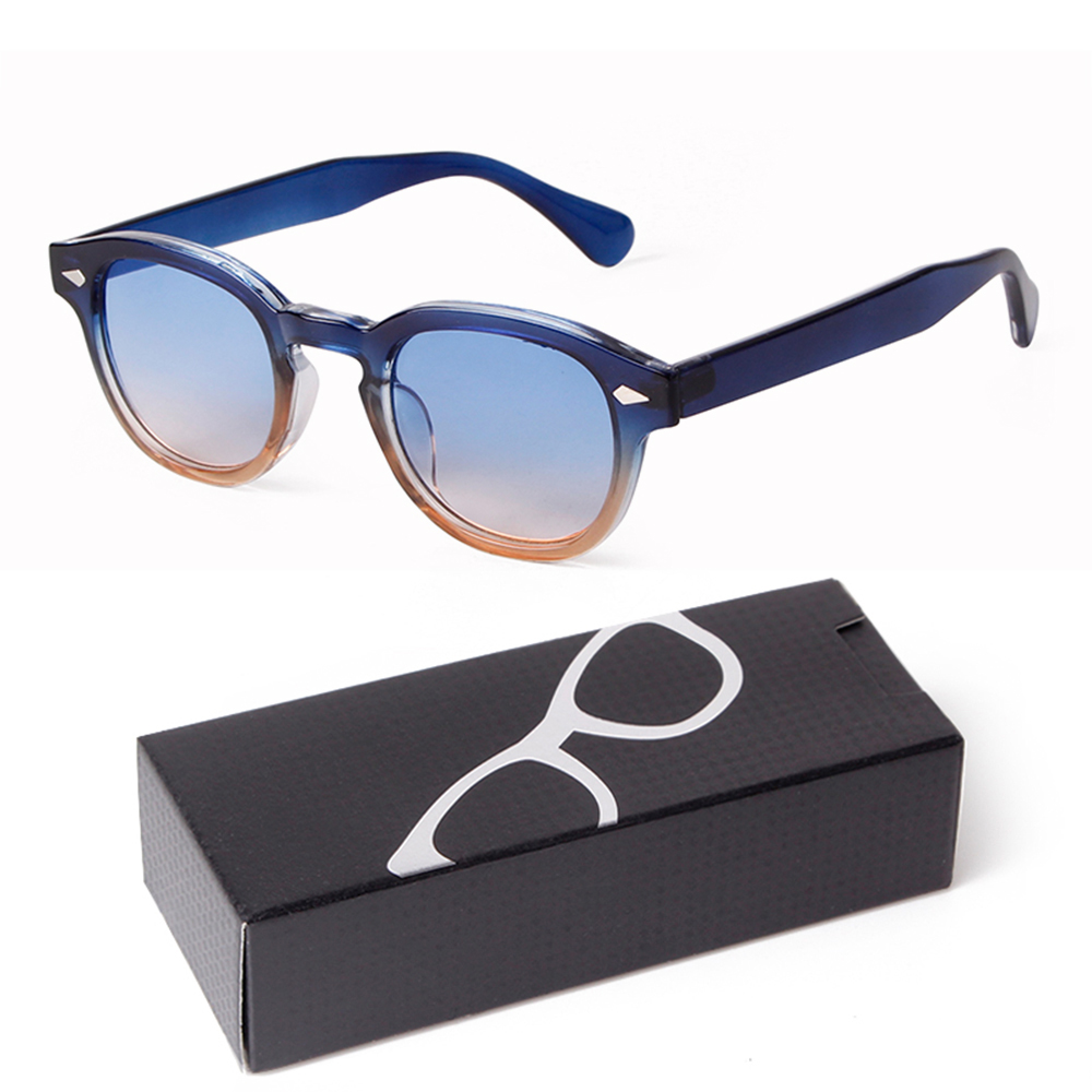 Farbverlauf Blau Kleine Runde Sonnenbrille für Frauen Männer Jahrgang Schildkröte Quadrat Sonnenbrille Lunettes De Soleil