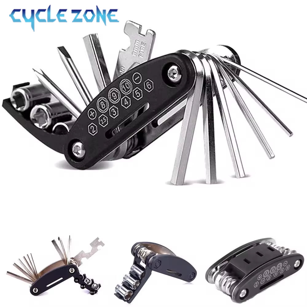 Llave multiusos 16 en 1 para bicicleta, destornillador portátil para bicicleta de montaña, motocicleta, herramientas de reparación