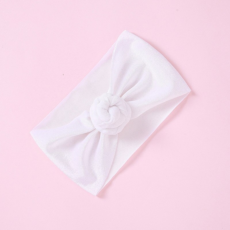 Baby Velvet Turban India Knot Baby Girl Headbands Headwraps Solid Color Toddler Kids Elastic Hair Bands Accessories: white