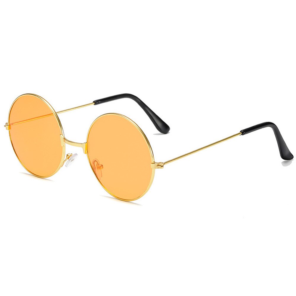 Vintage Round Sunglasses Women UV400 Sun Glasses Colorful Round-frame Glasses Female Male Metal Mirror Oculos De Sol: orange