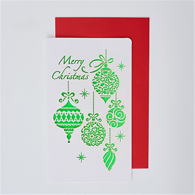 1 Kaart + 1 Envelop/Set Cartoon Hollow Out Wenskaarten Creatieve Papier Snijden Vrolijk Kerstfeest Kaarten Vouwen Xmas zegen Kaart: 3