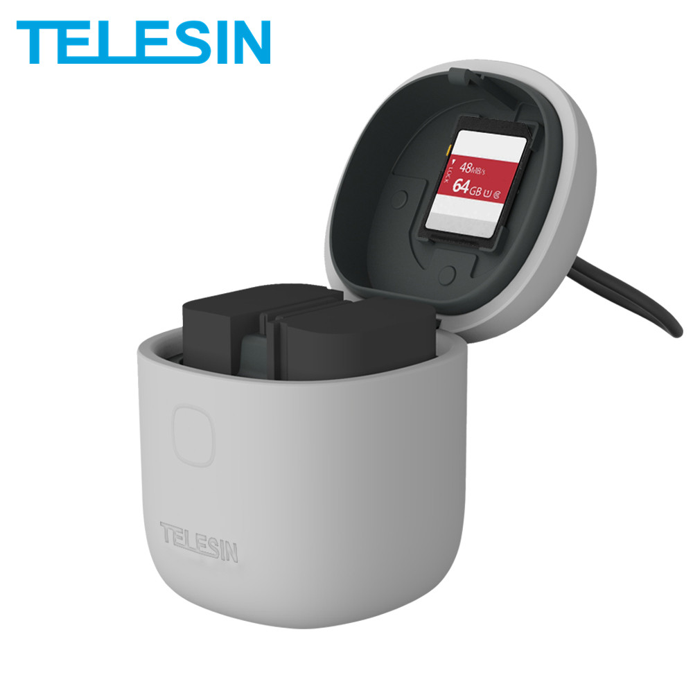 Telesin allin caixa muti-funcional carregador & armazenamento caso leitor de cartão sd para canon 5d mark ii iii eos 6d 7d 80d para baterias lpe6