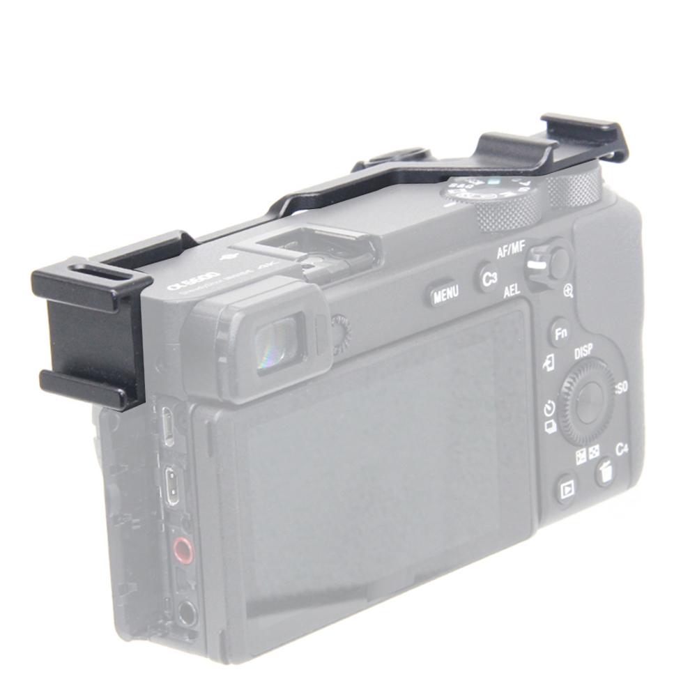 Cold Shoe Relocation Mount for Sony A6300 /A6400 /A6500 SLR Double Coldshoe Extension Mount Adapter for Microphone /Monitor /LCD