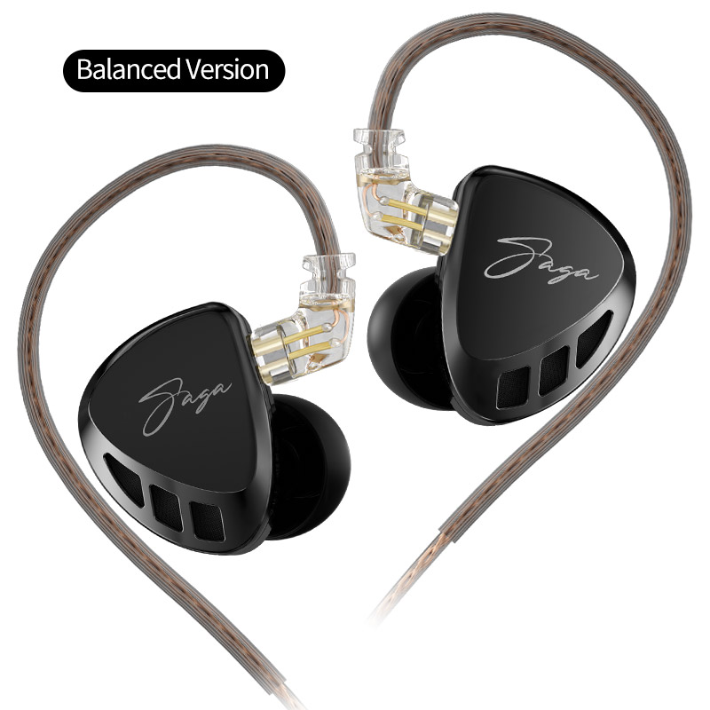 KZ Saga Inear HiFi Earphones Dynamic Tunable Balanced Armature Headphones 3.5mm Detachable Cable Monitor Noise Reduction Earbuds: Red