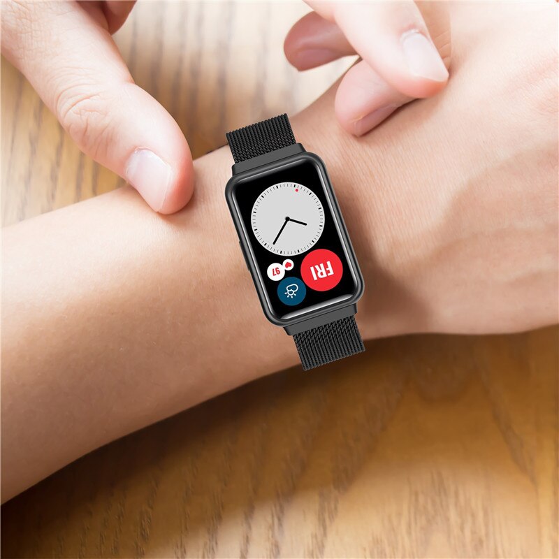 Pasek z pętlą magnetyczną robić zegarka Huawei pasuje robić paska pasek ze stali nierdzewnej metalowa bransoleta robić zegarka Huawei pasuje TIA-B09/TIA-B19