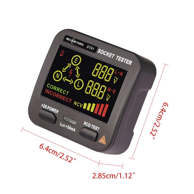 ST01 Receptacle Tester Power Circuit Analyzer Wall Plug Leakage Tester Electrical Circuit Braker Finder LCD 3 Results