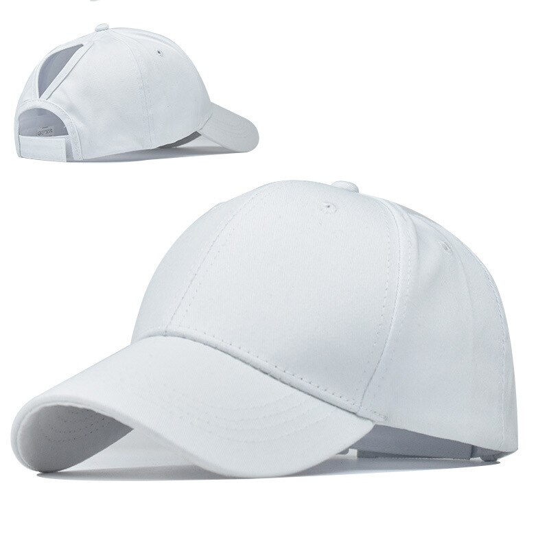 Semplice Coda di Cavallo Berretto Da Tennis Delle Donne Della Ragazza Solido Regolabile di Snapback di comfort del Cotone Cappelli Estivi Casual Protezioni di Sport di Trasporto di Goccia: white