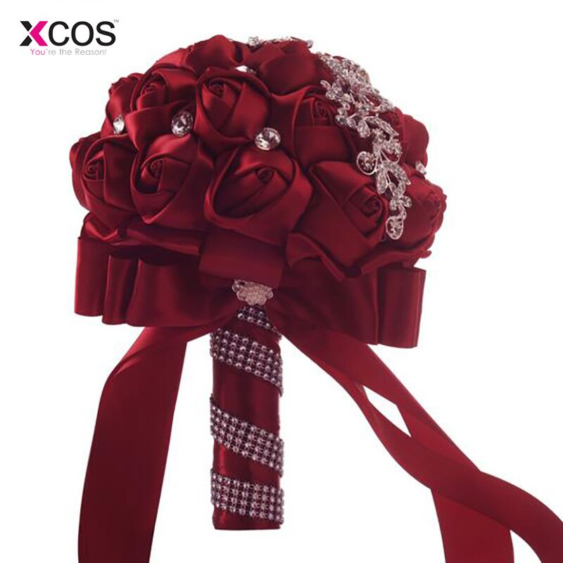 Bourgondië Bruiloft Bloemen Bruidsboeketten Sparkle Crystal Kralen Parels Luxe Bruid Boeket