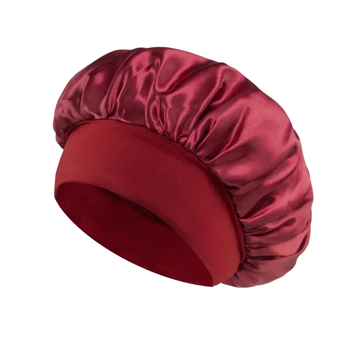 Damen-Schlafmütze mit breiter Krempe, Seidenhaube, Haarwickel zum Schlafen, Schlafmütze mit elastischem, weichem Band, Schlafmütze mit elastischem, weichem Band: Brown