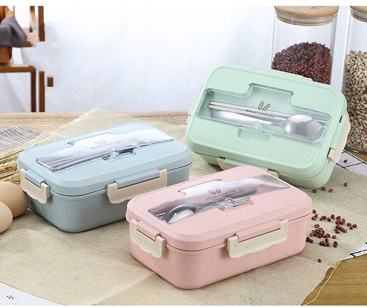 Lunch Box Food Container Bento Box Beheizten Lunchbox Kinder Lunchbox Snack Stroh Weizen Koreanische Versiegelt Student Kunststoff Box für Lebensmittel