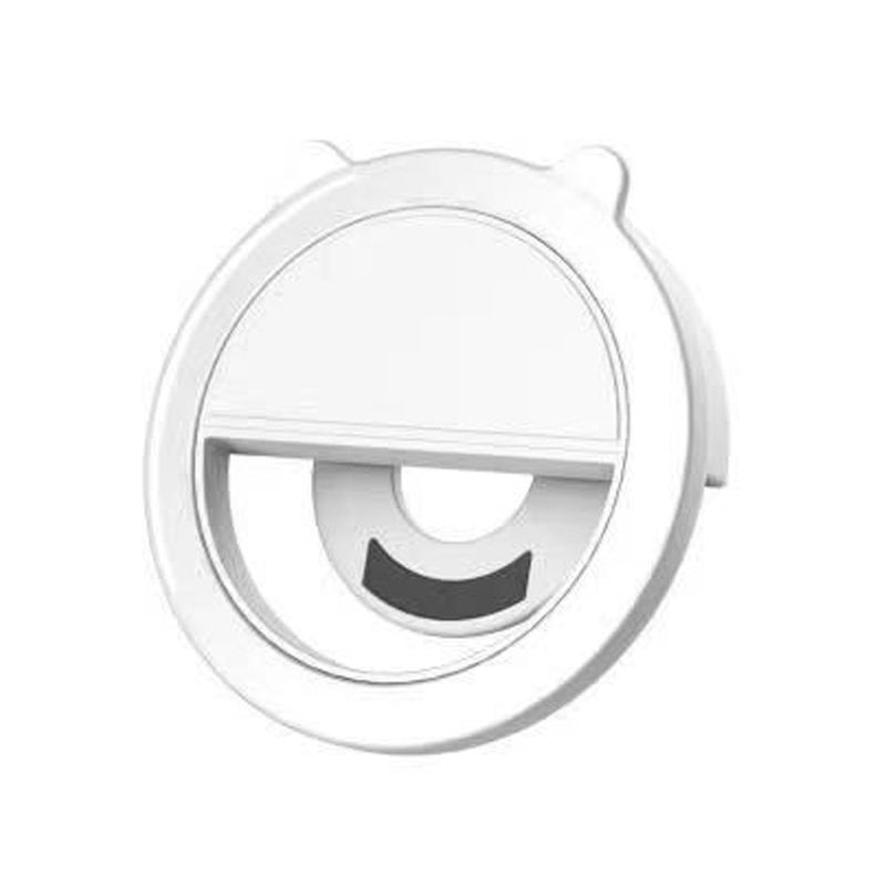 Led Kat Oor Selfie Ring Licht Mobiele Telefoon Flash Lens Schoonheid Vullen Licht Lamp Draagbare Clip Voor Foto Camera: White