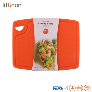 Liflicon Silicone Chopping Board 9.1x 7.1"Non-slip Cutting Board Flexible Tableware Mats for Fruit Vegetable Kitchen Table Tools: CBS-Orange