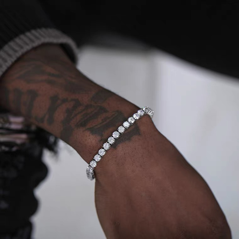 Hiphop Tennis Armband Homme Iced Out 3/4/5mm Zirkonia Herren Kristall Kette auf Der Hand Hip-hop Streetwear Schmuck Männlich H086