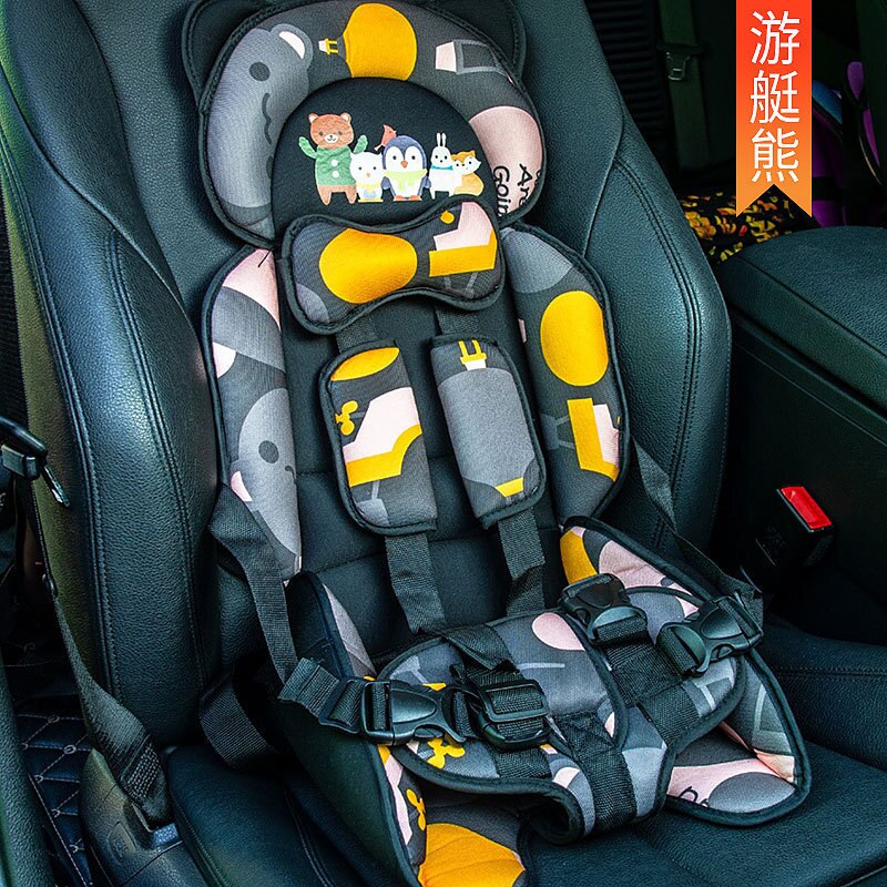 Portable Child Safety Seat Removable and Washable Baby Safety Seat With Belt Safe Child Sitting Chair Cushion: Yacht Bear
