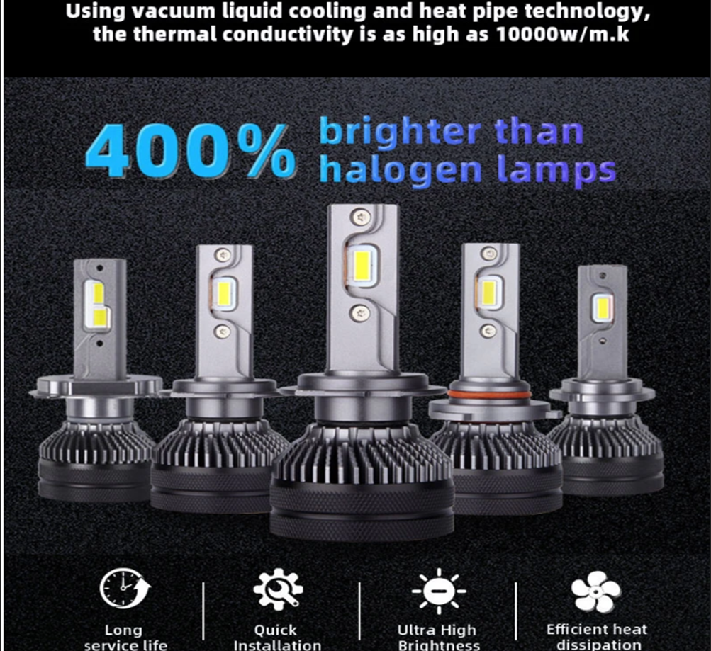 TCYATOTCYATO H7 LED 500000LM 600W Bulb Headlight 6000K Double Copper Tube Fog Light K5C F5C H4 H7 H8 H11 H1 9005 12V 24V Truck L