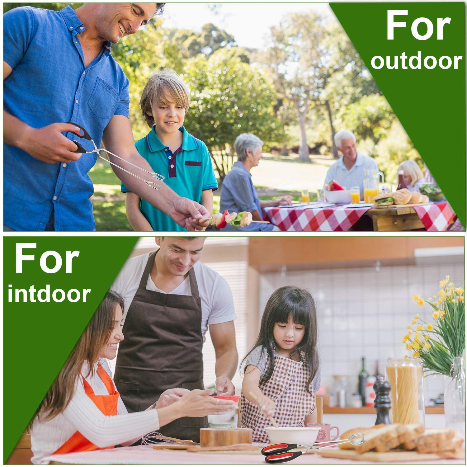 Tenazas de tijera para barbacoa, herramientas de barbacoa, pinzas para comida a la parrilla, mango de tijeras largo, Clip para asar pan, pinzas para el horno, accesorios para barbacoa