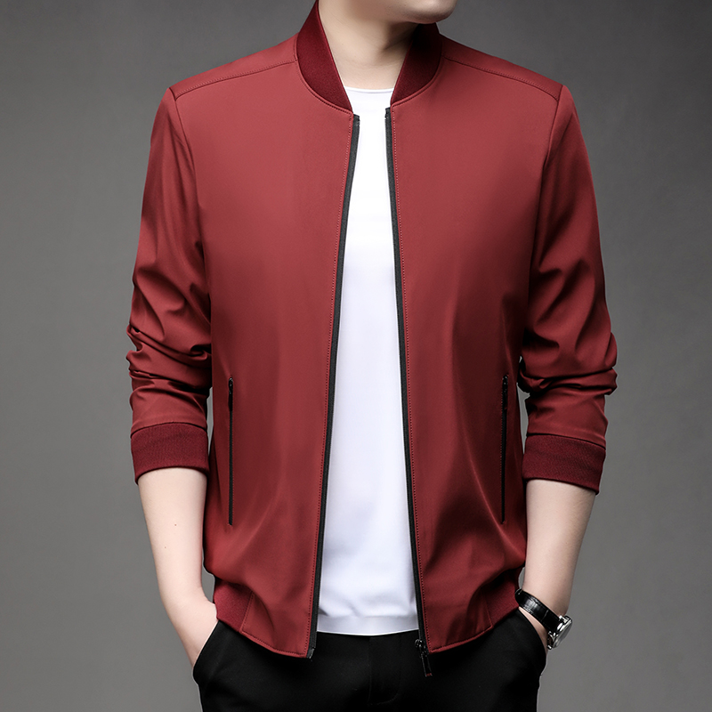 Men's High Spring Baseball Collar Business Casual Jacket Handsome Youth Coat Dad Jacket M-5XL: XL / Blue