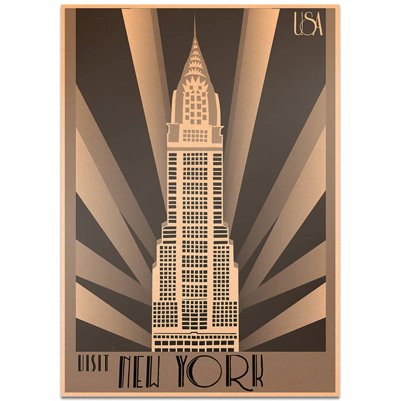 york landemerker plakat bytur veggklistremerke årgang kraftpapir kafé bar hotellinnredning håndmalt landskapsbilde 42 x 30cm: Tcity 259