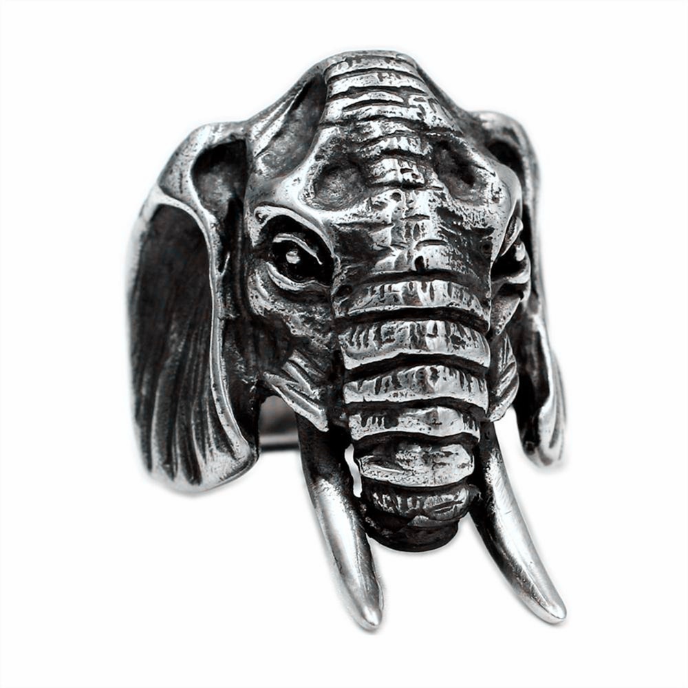 Eyhimd Olifant Hoofd Rvs Animal Ring Mannen Biker Ringen Vintage Tribal Amulet Sieraden